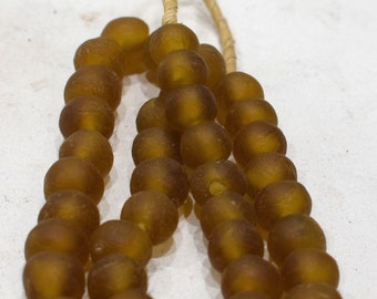 Beads African Gold Recycled Glass  14-16mm