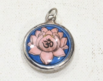 Pendant Spiritual Framed Picture Buddhist OM Lotus Flower