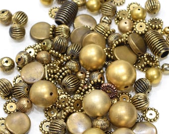 Beads Assorted Matte & Bright Gold Beads 8-18mm
