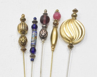 Stick Pins 5 Assorted Beaded Pins