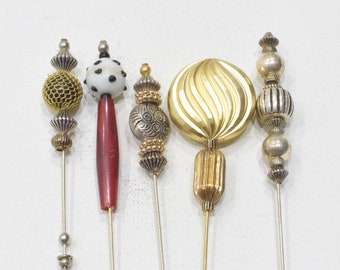 Stick Pins 5 Assorted Beaded Pins