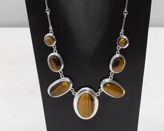 Necklace Tiger Eye Silver Pendant Necklace