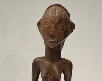 African Statue Luba Wood Figure Zaire