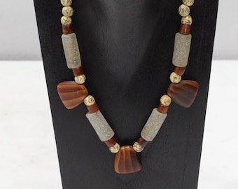 Necklace African Agate Glass Bead Necklace