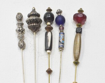 Stick Pins 5 Assorted Beaded Pins