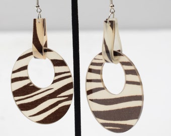 Earrings Brown White Animal Print Earrings