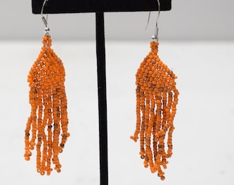 Earrings Orange Beaded Earrings