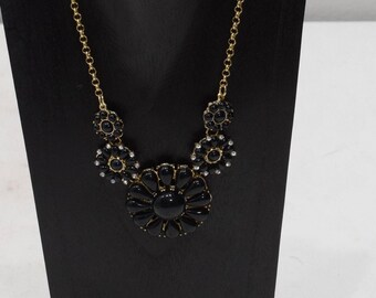 Necklace Black Black Flower Rhinestone Necklace