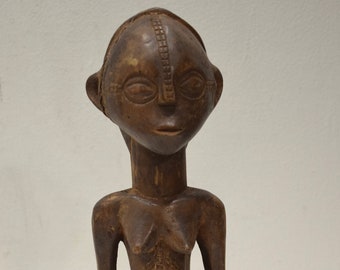 African Statue Luba Wood Figure Zaire