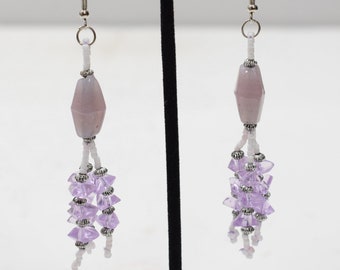 Earrings Lavender Glass Beaded Earrings