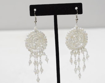 Earrings White Pearlized Beaded Earrings