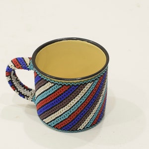 African  Cup Enameled Beaded Mug Zulu Cup