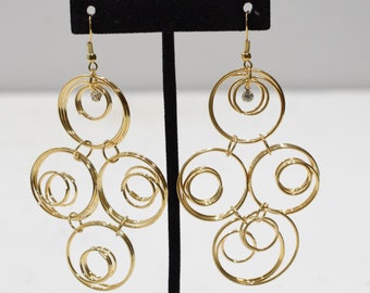 Earrings Gold Circle Dangle  Earrings