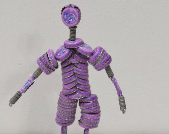 African Purple Recycled Fanta Bottle Cap Figure