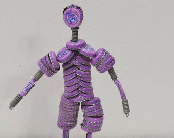 African Purple Recycled Fanta Bottle Cap Figure