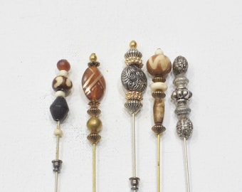 Stick Pins 5 Assorted Beaded Pins