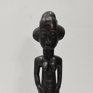 African Statue Baule Tribe Female Carved Wood Statue