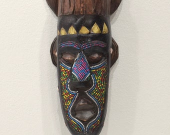 African Mask Ashanti Horned Beaded Mask Ghana