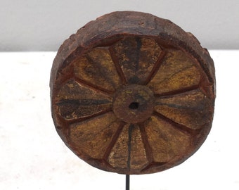 India Old Toy Painted Wood Wheel