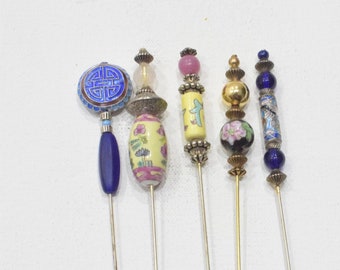 Stick Pins 5 Assorted Beaded Pins