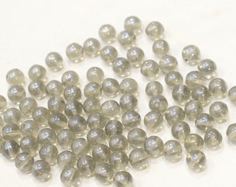 Beads Czech Light Gray Glass Beads 6mm