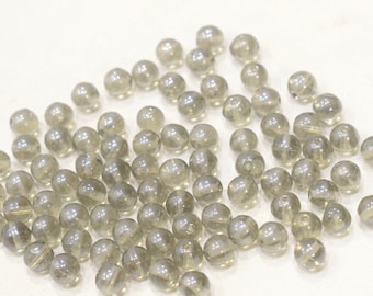 Beads Czech Light Gray Glass Beads 6mm