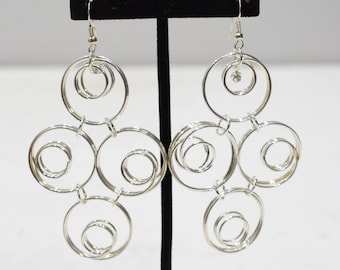 Earrings Silver Circle Dangle  Earrings