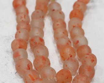 Beads African Orange Spotted Recycled Glass  14mm
