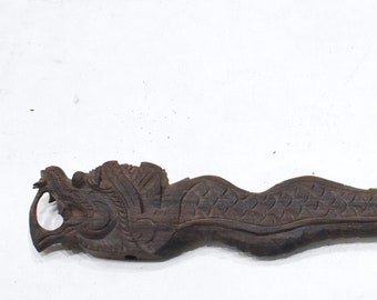 Chinese Flute Hand Carved Wooden Dragon Head Flute