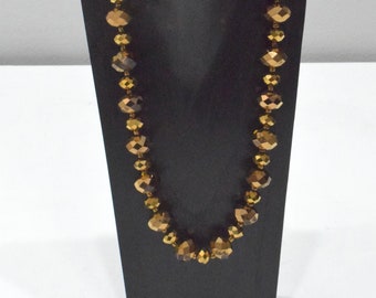 Necklace Czechoslovakian Bronze Fire Polished Beads