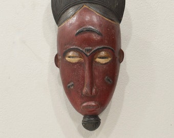 African Mask Wood Crest Baule Tribe Mask