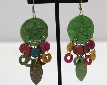 Earrings Colorful Painted Wood Earrings