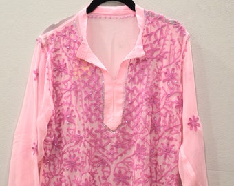 Tunic India Pink Crepe Tunic and Scarf