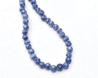 Bead Chinese Porcelain Blue & White Bamboo 8mm