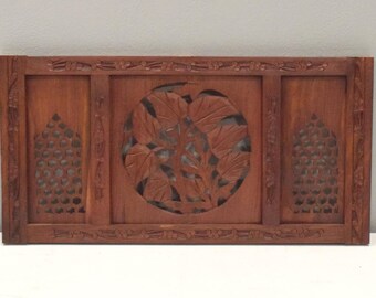 Indian Hand Carved Teak Wood Screen Panel Design