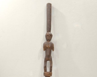 African Lobi Tribe Walking Stick Figure Carved Handle Burkina Faso