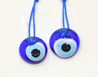 Evil Eye Blue White Glass Tailsman Charm Lot of 2