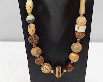 Necklace Indonesian Asymmetrical Assorted Wood Necklace