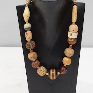 Necklace Indonesian Asymmetrical Assorted Wood Necklace