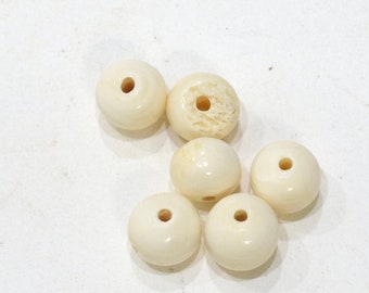 Beads Indonesian White Round Bone Beads