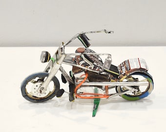 Toy Motorcycle African Recycled Tin Can Tanzania Toy Motorcycle