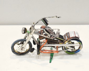 Toy Motorcycle African Recycled Tin Can Tanzania Toy Motorcycle