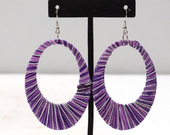 Earrings Purple Fabric Wrapped Earrings