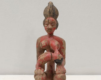 African Baule Statue Mother Nursing Child Ivory Coast Baule Tribe