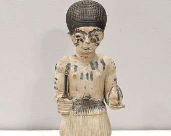 African Igbo Carved Wood Warrior Statue