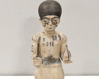 African Igbo Carved Wood Warrior Statue