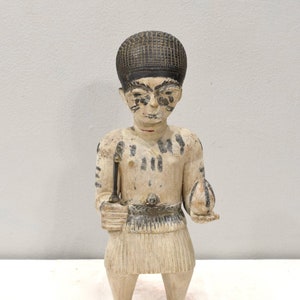African Igbo Carved Wood Warrior Statue