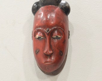 African Mask Wood Crest Baule Tribe Mask