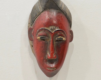 African Mask Wood Crest Baule Tribe Mask