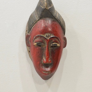 African Mask Wood Crest Baule Tribe Mask